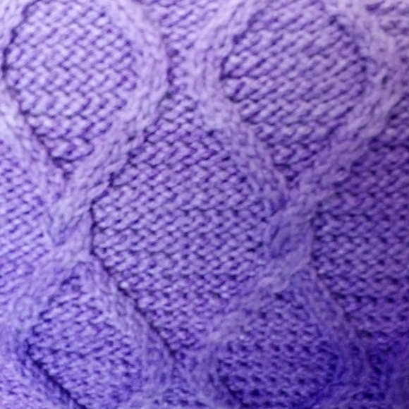 Hand Crafted Knit Throw Pillow Purple Cable Hand Painted Resin Buttons D… - Picture 7 of 12